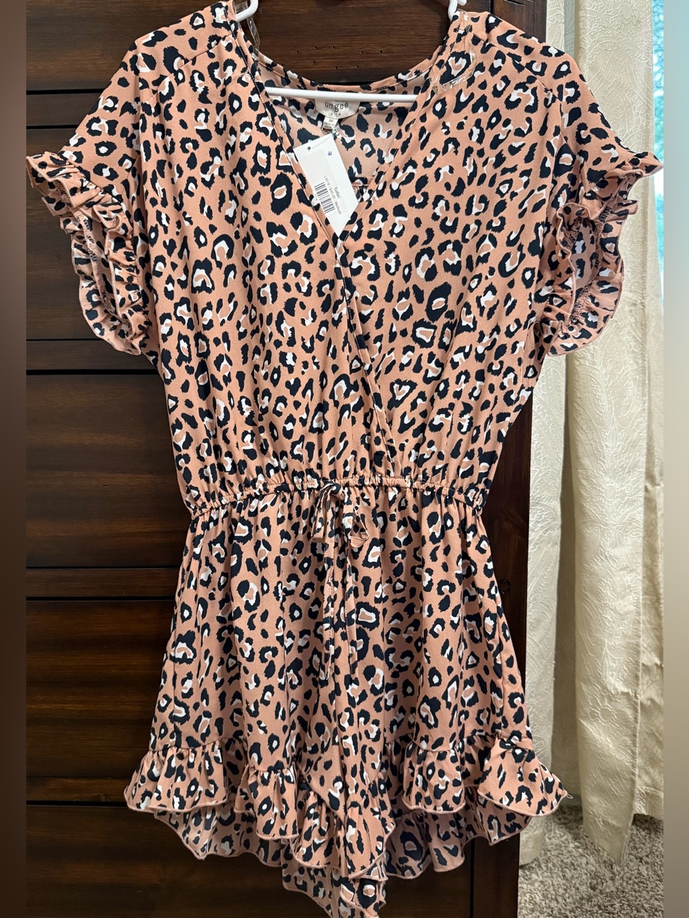 Umgee NWT Pink Leopard Print V-Neck Romper - Picture 1 of 5